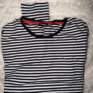 Diesel Black and White Striped Shirt